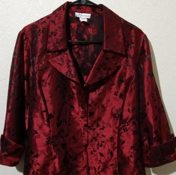 dress barn red jacket DRESS BARN Silk Red Jacket, Size PL. Excellent condition. .b